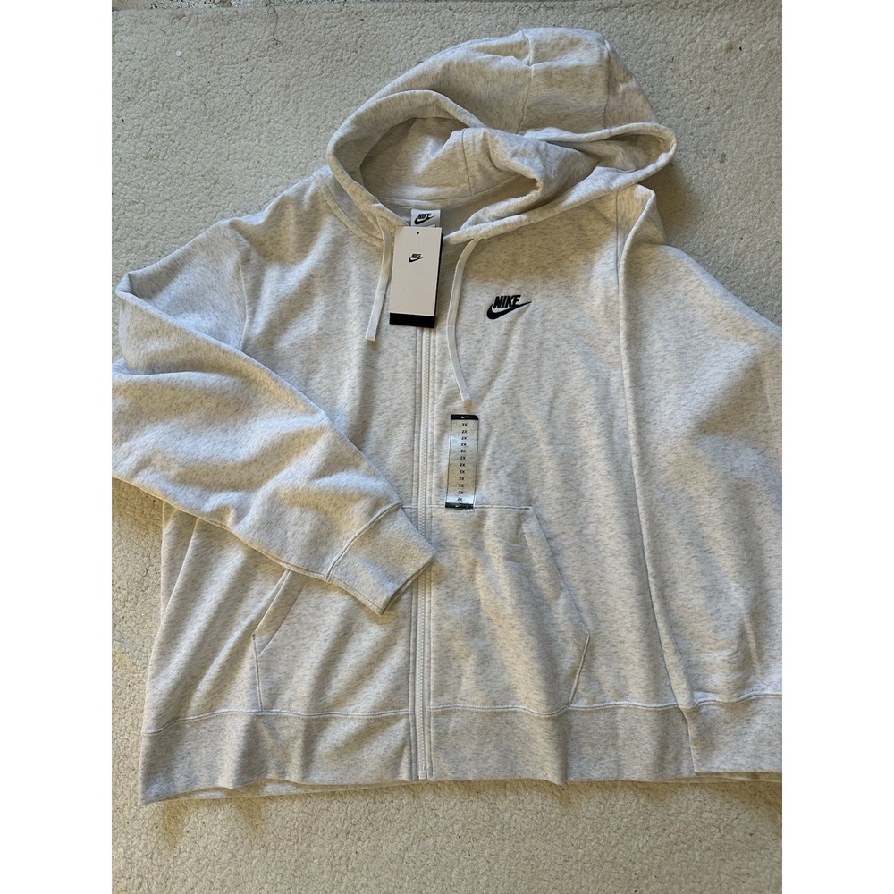Nike Women's 2X Fleece Oversized Full-Zip Hoodie Beige With Pockets